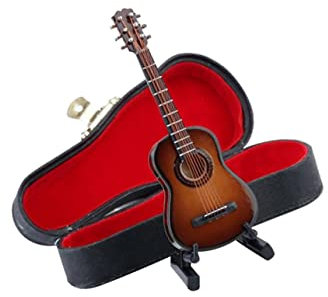 JOINPAYA Miniatur-Gitarre Desktop-Musikinstrument Modell Handwerk Dekoration Für Schlafzimmer Wohnzimmer Schrank Puppenhaus Mit Aufbewahrungsbox Und Gestell