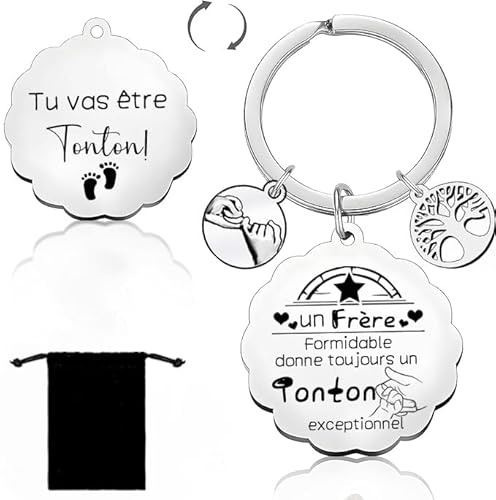 LKJHGF Cadeau annonce grossesse Meilleur Tonton Personnalisé Porte Clef Tu vas etre Tonton Décapsuleur Idéal Cadeau Anniversaire Homme Original Cadeaux de Noël