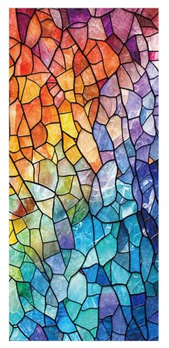 CGTQROVR Stained Glass Window Film Privacy Sun Blocking Window Privacy Film Static Cling Decorative Stained Glass Stickers for Home Office