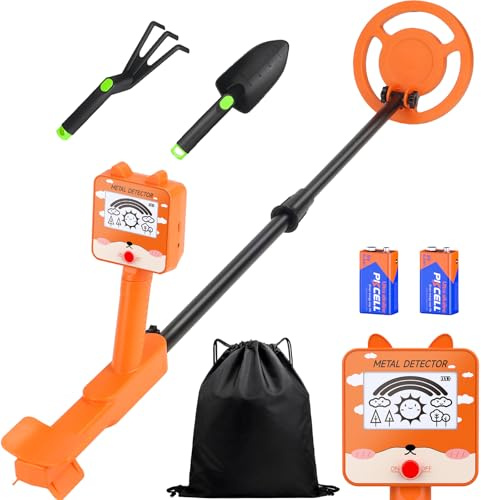 Metalldetektor Kinder, Hochpräziser Metalldetektoren mit LCD-Display Leichter Tragbarer Metalldetektor mit Verstellbarem Stiel & Typ-C-Anschluss für Erkundung im Freien für Kinder und Erwachsene