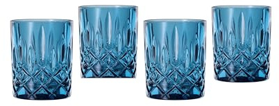 Nachtmann Whisky Gläser, 4-teiliges Set, 295 ml, Vintage Blau, Noblesse, 104243, Tumbler aus Kristallglas, Whiskygläser spülmaschinenfest