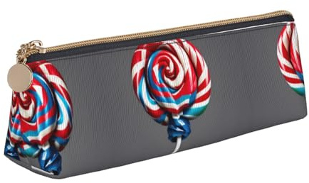 Ghjkfbf Astuccio in pelle con stampa lecca-lecca, sacchetto con cerniera per forniture di cancelleria, piccola borsa cosmetica