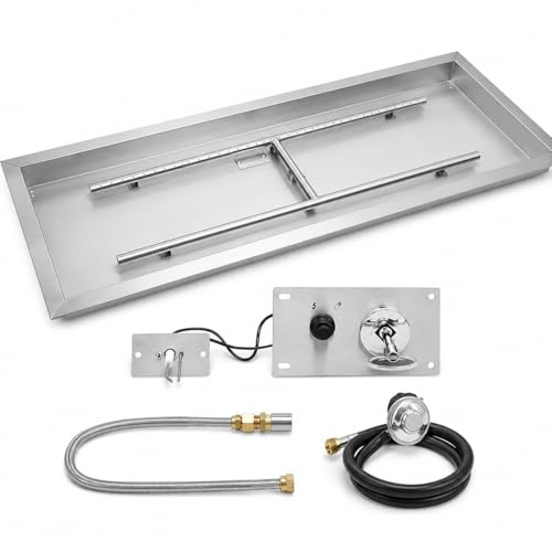 91,4 x 30,5 cm rechteckiges Drop-in-Gas-Feuerstellen-Set, komplettes DIY-Propangas-Set mit allem Zubehör, 150.000 BTU hohe Leistung für Außenterrasse und Hinterhof