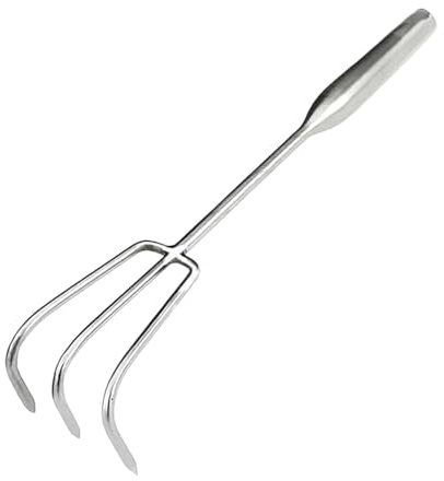 Fenteer Râteau de Jardinage Petit Râteau Cultivateur à Main Tiller Compact Sol Portable En Acier Inoxydable Poignée Ergonomique Adapté Au Jardinage Plage Plan, Trois Dents