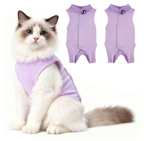 2PCS Traje de Recuperación para Gato Después de la Cirugía, Ropa de Esterilización para Gatos Femeninos, heridas Profesional para heridas, De Destete, Antifugas para Gatitos(S)