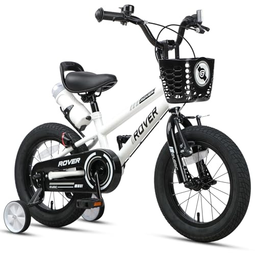 Glerc Rover 12, 14, 16 & 18 Zoll Kinderfahrräder für Jungen & Mädchen ab 2-9 Jahre, mit Stützrädern, Korb und Wasserflasche