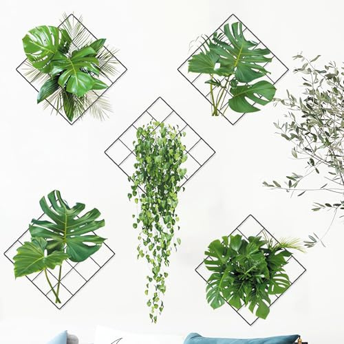 5 Piezas Pegatinas Pared Decorativas Pegatinas de Pared de Plantas Verdes | Pegatinas de Pared de Plantas 3D Pegatinas Pared Decorativas Adecuadas para Dormitorio Sala de Estar Sin dañar la pared (A)