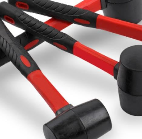 SOUJAP Rubber Mallet, 16 oz, Fibre Handle, Red and Black, 290 x 93 x 58 mm, 2 Pack