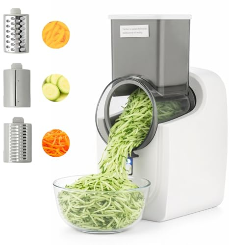 LN COZY CORNER Electric Cheese Grater Automatic Rotary Vegetable & Fruit Slicer with 3 Interchangeable Blades, Multi Grater Shredder for Cheese, Carrot, Cucumber, Potato, Home Kitchen Food Processor