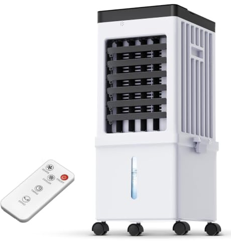 3-In-1 LuftküHlventilator & Luftbefeuchter, 60 Cm Tragbarer LuftküHler, 15l Wassertank, 3 Geschwindigkeiten & 3 Modi, Super Energiesparend, Digitale Anzeige, 7,5h Timer, Mit 4 Rollen & Griff