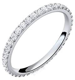 Silber-Ring 925 Verlobungsringe Silber von AMOONIC mit Zirkonia Damenring | Memory-Ring Vorsteckring Stein Ehering Trauring dünn Memoire schlicht schmal (wie Diamant Weißgold) FF589SS925ZIFA
