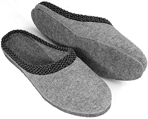Pantoffelmann Filzpantoffeln mit Bordüre I Größen 36–51 I Atmungsaktive & bequeme Hausschuhe mit dicker Filzsohle I Warme Filzhausschuhe für Damen & Herren