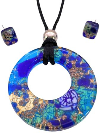 Muranoglas Schmuckset Groß Muranoglas Anhänger & Ohrringe Set - Inklusive Geschenkbox & Zertifikat