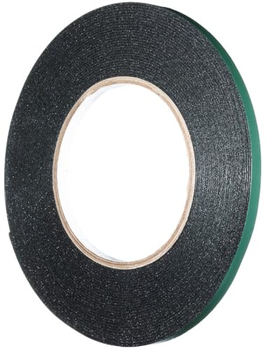 YoiYee 6 mm x 10 m dubbelsidig skumtejp, stark klibbig självhäftande grön filmglaseringstejp, slitstark PE svampremsa klibbig monteringstejp, svart