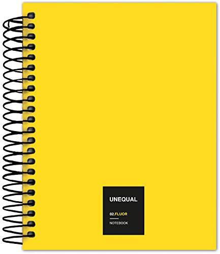 Grafoplás 88546061 Quaderno a spirale, formato A6, a quadretti, 100 fogli, 70 g, giallo, Unequal Fluoro