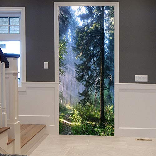 A.Monamour Türtapete Selbstklebend Türfolie Türposter 3D Weg Straße In Nebligen Wald Wäldern Bäume Naturlandschaft Vinyl Folie Türdeko Tapete Wandbild Türaufkleber Türtattoo 83 x 204 cm