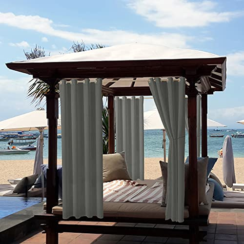 ele ELEOPTION Outdoor-Vorhänge, wasserabweisend, UV-Schutz, mit Ösen, für Garten, Hof, Balkon, Dunkelgrau, 2 Stück / 132 x 240 cm