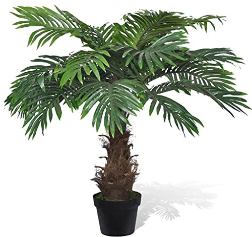 Wakects Palmier de Artificiel avec Pot, Cycus Artificiel 80 cm, Plante Artificielle Cycas Arbre Palmier Fausse pour Décoration de Feuilles Tropicales Interieur et Exterieur