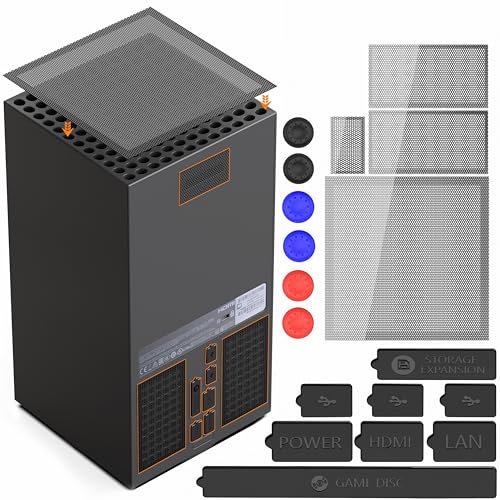 Copertura antipolvere per console di gioco Xbox Series X, 8 tappi antipolvere in silicone e 4 filtri antipolvere in PVC, copertura antipolvere per Xbox Series X, accessori con 6 tappi per impugnatura