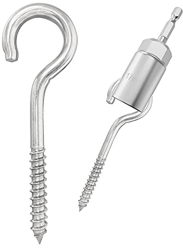 304 Edelstahl Schraubhaken, Metallhaken, Heavy Duty Screw Eye Hooks, Holzklemme Ring Eye Haken, Hängemattenhalterungen, Ösenbolzen (8.0 4 pcs +1 pcs 1/4 hex shank wing nut driver)