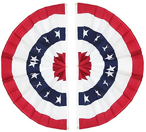 PiniceCore 2 Pcs USA Fan Plissé Drapeau Drapeau Américain Drapeau Drapeau Drapeau De Bannière De Demi-Ventilateur Patriotique (3x6 Pieds) Décorations Intérieures/Extérieures