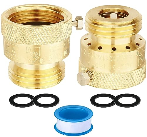 WHK Schlauch-Lätzchen, Rückflussverhinderer, Vakuumbrecher, Gartenschlauch-Rückschlagventil zum Anschluss von 3/4 Zoll Outdoor-Wasserhahn-Zapfhahn, Sprinkler, Wohnmobil, Anti-Siphon, 2 Packungen