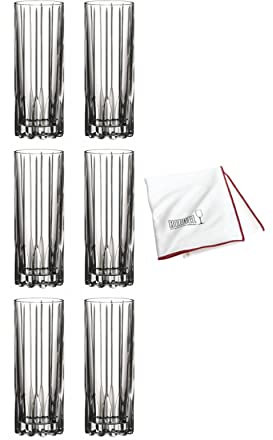 Riedel Drink Specific Glassware Fizz Cocktailglas (266 ml, transparent, 6er-Pack) Bundle mit Poliertuch (4 Stück)