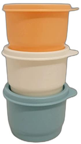 Tupperware Set (3) Frigorifero Uno 120 ml colorato arancione bianco blu barattolo contenitore salvafreschezza Julchen