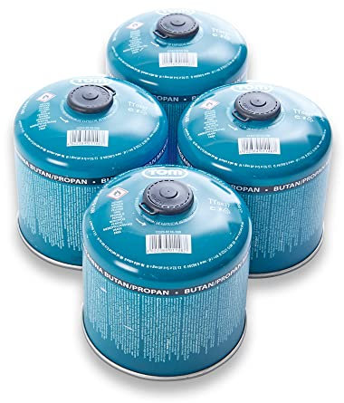 TOM Gaskartuschen 2 x, 4 x, 8 x oder 12 x 500 g Butan Propan Gas - Schraubkartusche Set – Kartuschen mit Sicherheits-Schraubgewinde – Butane Gas Kartusche ideal für Ihren Campingkocher (4 x 500g)