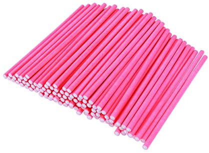 OKUMEYR 100piezas Unidades Palitos De Papel para Cake Pops Resistentes Diseño Ecológico Rosado para Fiestas DIY Manualidades
