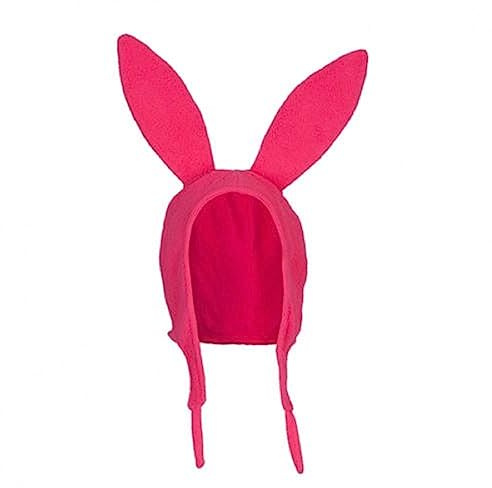 Edhomenn Bob's Burgers Louise Hasenohren Hut für Erwachsene, Einheitsgröße, Winter, warm, Halloween, winddicht, Kaninchen, lange Ohren (Rosa, Erwachsene), rose, Einheitsgröße