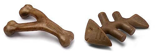 Benebone Wishbone and Fishbone Durable Dog Chew Toys for Aggressive Chewers, Made in USA