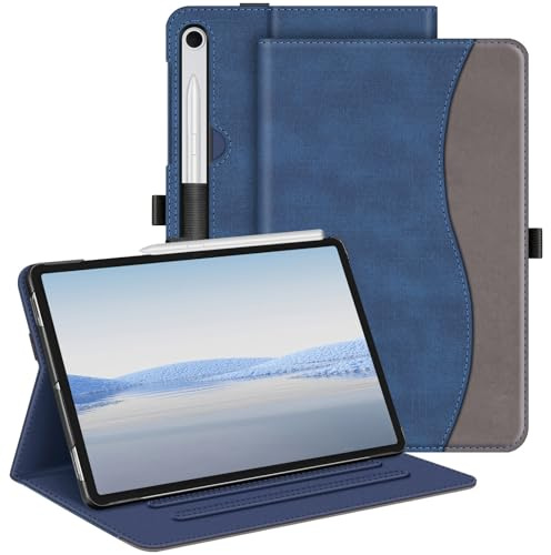 FINTIE Coque pour Samsung Galaxy Tab S10 Lite 10.9 Pouces 2025 et Galaxy Tab S10 FE/S9 FE 10.9”/S9 11”, Housse Multipositions, Etui avec Poche de Document, Sommeil/Réveil Auto, Denim Indigo
