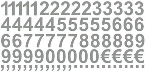 Aufkleber Sticker Klebezahlen Klebezahl Zahlen Zahl Nummern aus Folie 50 Zahlen grau mittelgrau matt Höhe 2 cm selbstklebend wetterfest Nummerierung Preisauszeichnung Beschriftung Modellbau verzieren