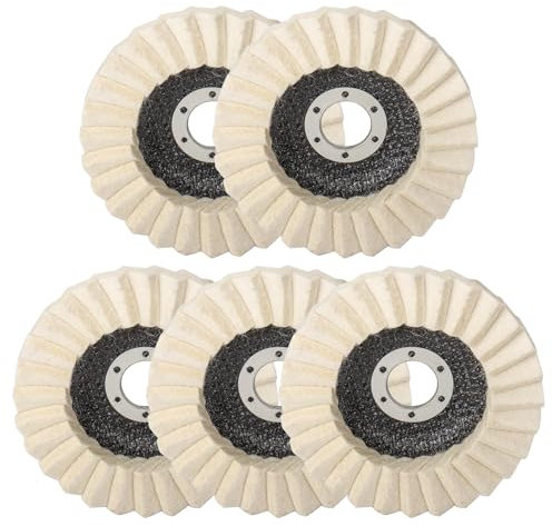 SI FANG 115mm Felt Flap Disc Wool Polishing Wheel Disc, Fine Abrasives Buffing Wheel Polishing Pads for Angle Grinder 5Pcs