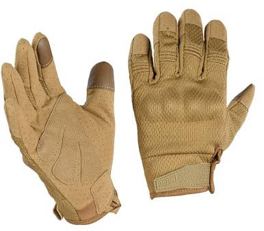 M-Tac A30 Taktische Militärhandschuhe mit Touchscreen-Funktion, Knöchelschutz aus PVC, atmungsaktivem Mesh, Klettverschluss – ideal zum Schießen, für Polizei, Militär und Airsoft, Coyote, L