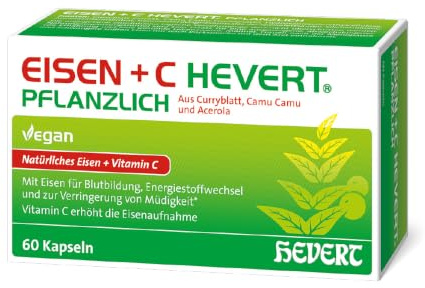 Eisen + C Hevert pflanzlich, 60 St. Kapseln | mit natürlichem Eisen und Vitamin C