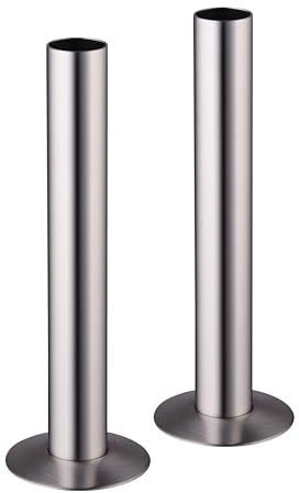 Go Bathrooms Satin Nickel Radiator Pipe 130mm x 18mm Pipe Cover Collar Sleeves Brass Radiator Pipe Covers and Floor Ring