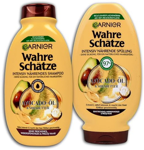 TOPDeal 2 er Set Wahre Schätze Haarpflege Shampoo + Spülung Avocado-Öl und Sheabutter 300 +250ml
