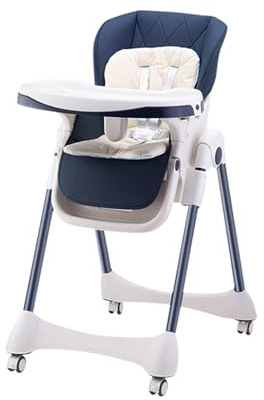 Joyeuse Planet - Luxtar Kinderhochstuhl, skalierbarer Kindersessel, 0-6 Jahre, zusammengeklappt, gebrauchsfertig, kompakte Faltung, zwei Ablagen, Fußstütze, verstellbar, Geburt (blau)