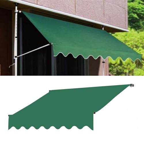 Ersatzstoff für Einziehbare Klemmmarkise, Einziehbare Terrassen Klemm Markise, Rahmenlos, mit PU-Beschichtetem Polyestergewebe(Color:Green,Size:157 * 63/400 * 160cm)