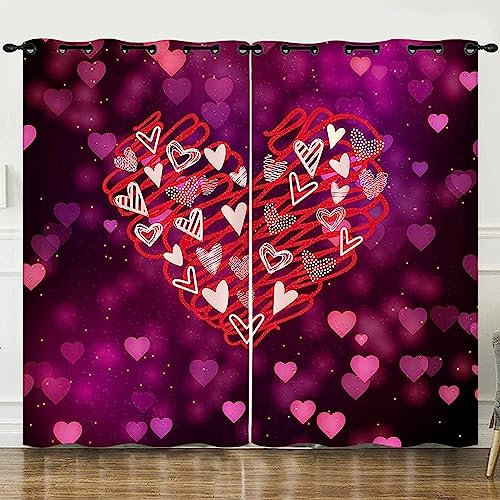 Vorhang Blickdicht Gardinen Mit Ösen - 2 Stücke 2 X 75 X 166 Cm Verdunklungsvorhänge 3D Cartoon-Herz Muster Thermovorhang Für Kinderzimmer Schlafzimmer Weihnachtsgardinen -5U6B3D5H3B9K9K6V5Q0L6Y3K0C5T
