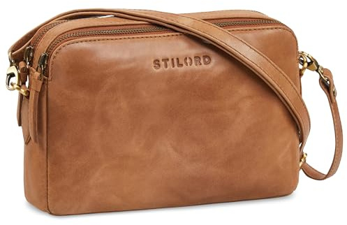 STILORD Rosie Vintage Umhängetasche Damen Leder kleine Handtasche zum Ausgehen klassische Abendtasche Partytasche Freizeittasche Echtleder Farbe:messina - braun