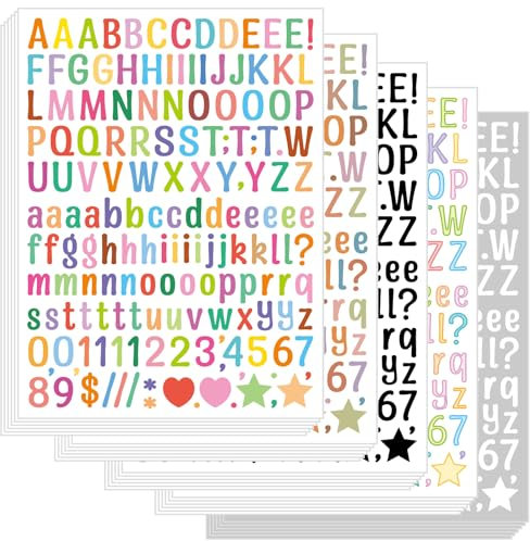 30 Blatt Buchstaben Aufkleber Selbstklebende Vinyl, 4680 Stück Buchstaben Aufkleber, Selbstklebende Buchstaben Sticker, Bunte Klebebuchstaben Aufkleber, für Adressnummer, DIY Scrapbooking
