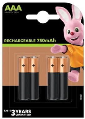 Batteria ricaricabile HR03 750 mAh, tipo AAA, ideale per dispositivi elettronici e giocattoli.