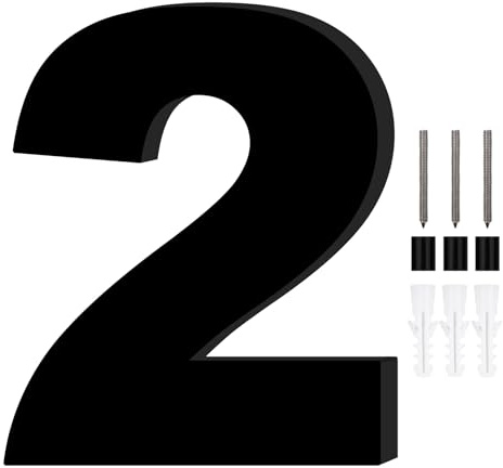 1 Pièce Numéro Boite aux Lettres,Chiffre Boite aux Lettres Exterieure,Chiffres de Boite aux Lettres,Numero de Rue,Numero de Maison Exterieur,Plaque Numero Maison Exterieur,Hauteur 20cm,Noir(Numéro 2)