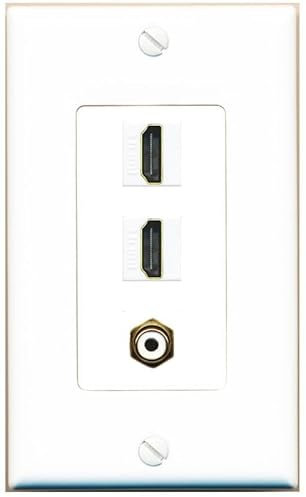 RiteAV Acoplador de pared hembra de 2 puertos HDMI RCA-blanco [blanco]
