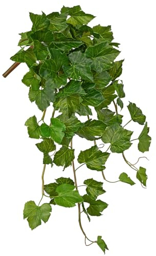 Briful Plante artificielle à suspendre - Feuilles de vigne artificielles - Lierre de raisin artificiel réaliste - Environ 60 cm - Plante décorative pour mur, salon, étagère et intérieur
