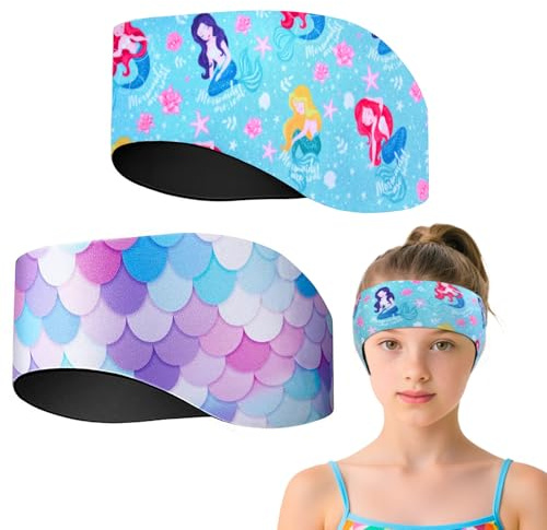 Schwimm Stirnbänder, 2 PCS Stirnband Schwimmen Kinder, Neopren Stirnband Kinder, Ohrenschutz Band für Kinder, Wasserdichtes Kopfband Kinder, Schwimm Stirnband zum Schwimmen, Surfen (Style 2, M)
