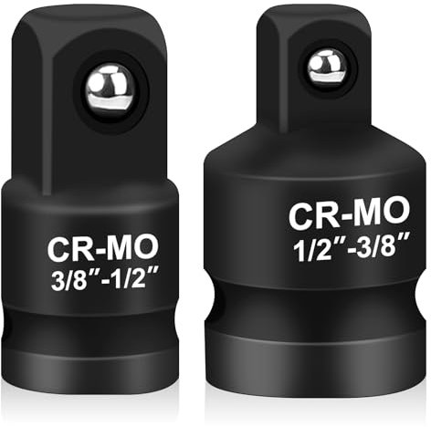 2 adattatori per bussole e riduttore, adattatore Impact Socket da 3/8 a 1/2, Impact Socket Adapter 1/2 a 3/8, Impact Driver Conversion, set di adattatori in acciaio